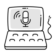 Digital podcast icon designed in hand drawn style 

