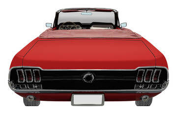Rear view red vintage convertible car