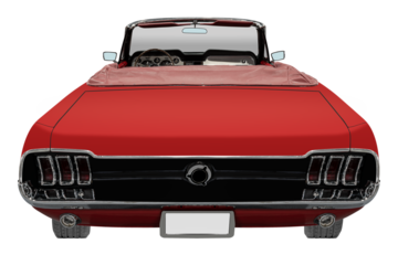 Rear view red vintage convertible car