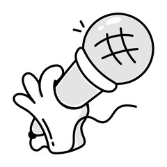 Doodle style icon of singing mic 

