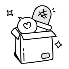 Podcast equipment doodle style icon 

