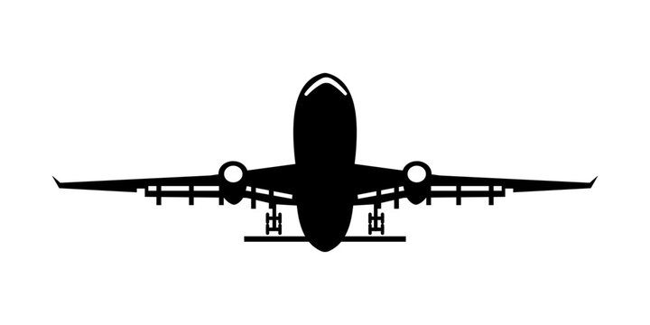 Airplane passenger travel silhouette icon. Aeroplane vector icon aircraft isolated symbol shape