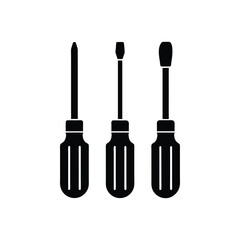 
a silhouette of a screwdriver vector art illustration set