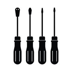 
a silhouette of a screwdriver vector art illustration set