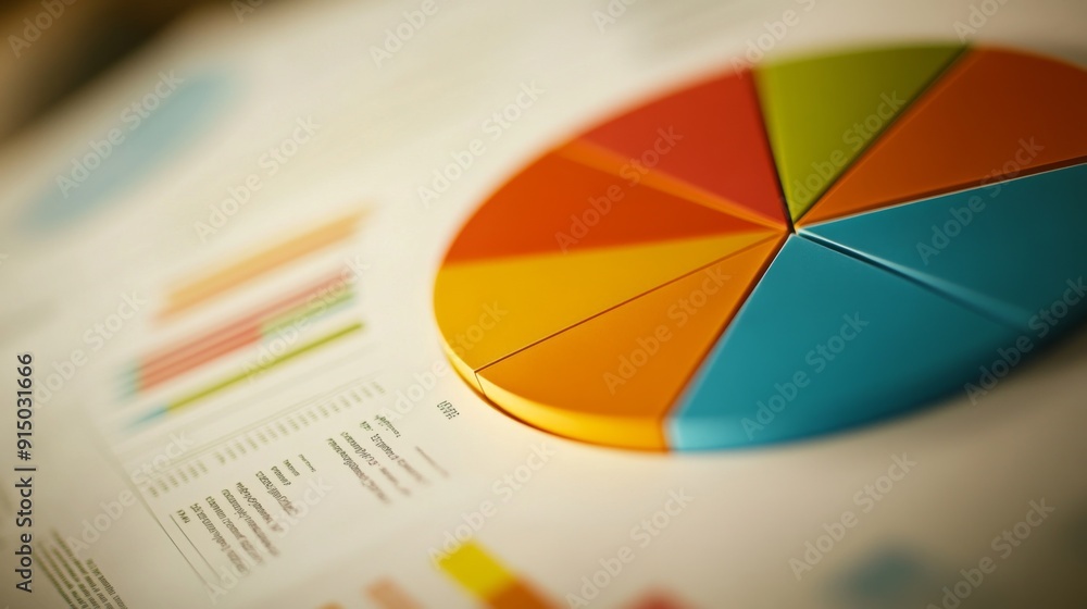 Poster A close-up of a business infographic featuring a pie chart, with each segment clearly labeled and color-coded for easy understanding.