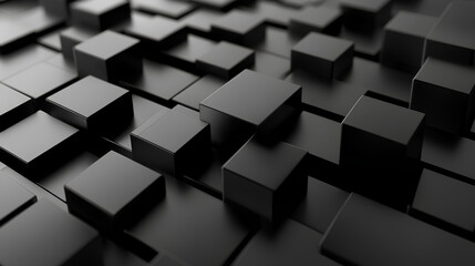 Abstract geometric blocks on black background