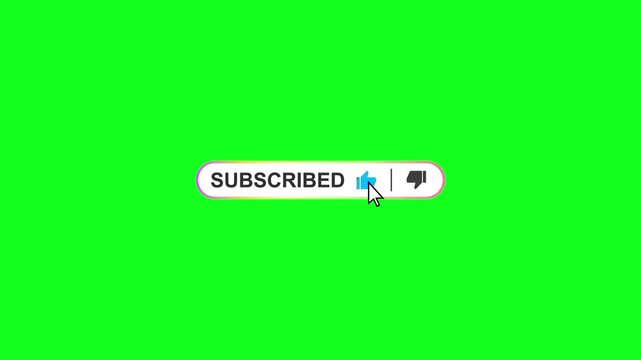 Subscribe button on a green screen. Stylish subscribe button animation green screen video 4K.