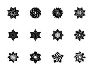 Y2k star shapes silhouette vector icon set. Abstract minimal geometric stars icons in trendy retro 2000s style. Space cosmos galaxy concept