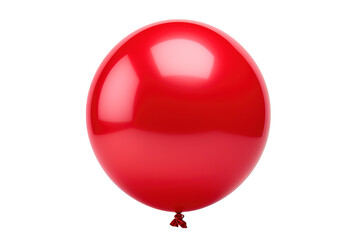 A Bright, Glossy Red Balloon Floating Cheerfully Against a Soft Blue Background on Transparent PNG Background..