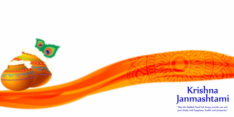 Vector illustration of Happy Krishna Janmashtami social media feed template