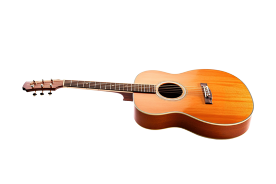 Melodic Strummings of an Acoustic Guitar in a Cozy Room on a Rainy Afternoon on Transparent PNG Background..