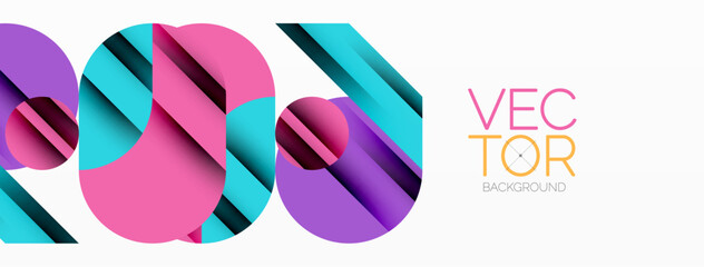 Circle and line geometric background. Round shapes with diagonal lines composition for wallpaper, banner, background or landing