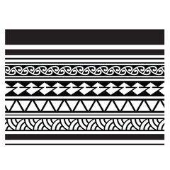 Polynesian tattoo tribal band design. Samoan tattoo tribal ornament border. Decorative seamless pattern.