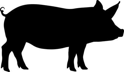 Illustration of a pig silhouette. Vector. © nazar12