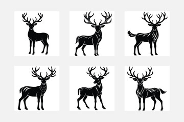 Naklejka premium Minimal deer silhouette artwork set on white background for nature inspired decor 