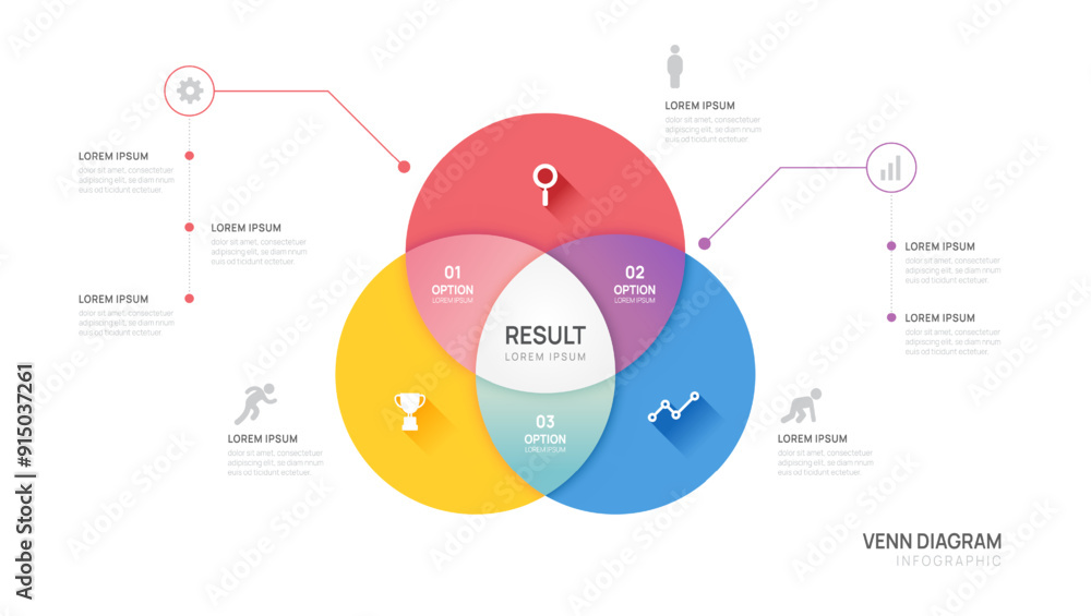 Wall mural infographic venn diagram chart template for business start up presentation with venn diagram element