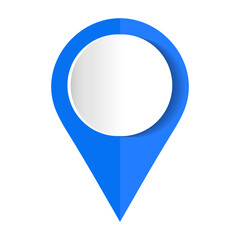 Blue map pin. Concept of global coordinate, dot, needle tip, ui. Map Marker Icon. Blue Point