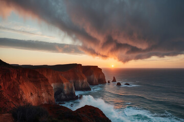 Scenic Coastal Cliffs at Sunset