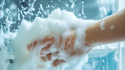 Hands Washing Soapy Surface