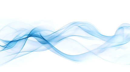 Blue abstract smoke waves on a white background 