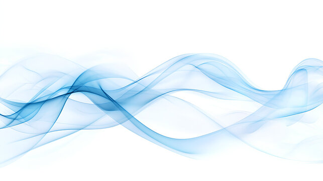 Blue abstract smoke waves on a white background 