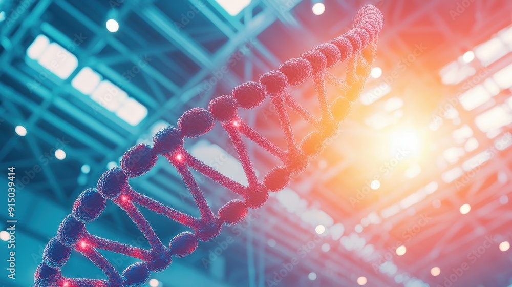 Poster abstract representation of dna structure, symbolizing advanced science and biotechnology for innovat