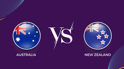 Australia vs new Zealand broadcast template for social media. vector illustration
