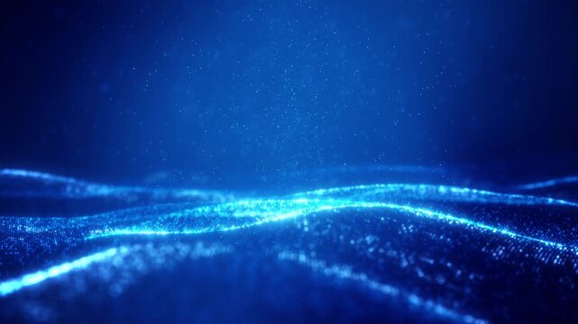 Blue Wave Flow Design: A futuristic abstract background featuring vibrant blue waves, vector lines, and digital patterns, perfect for technology-themed , business concepts, and web design