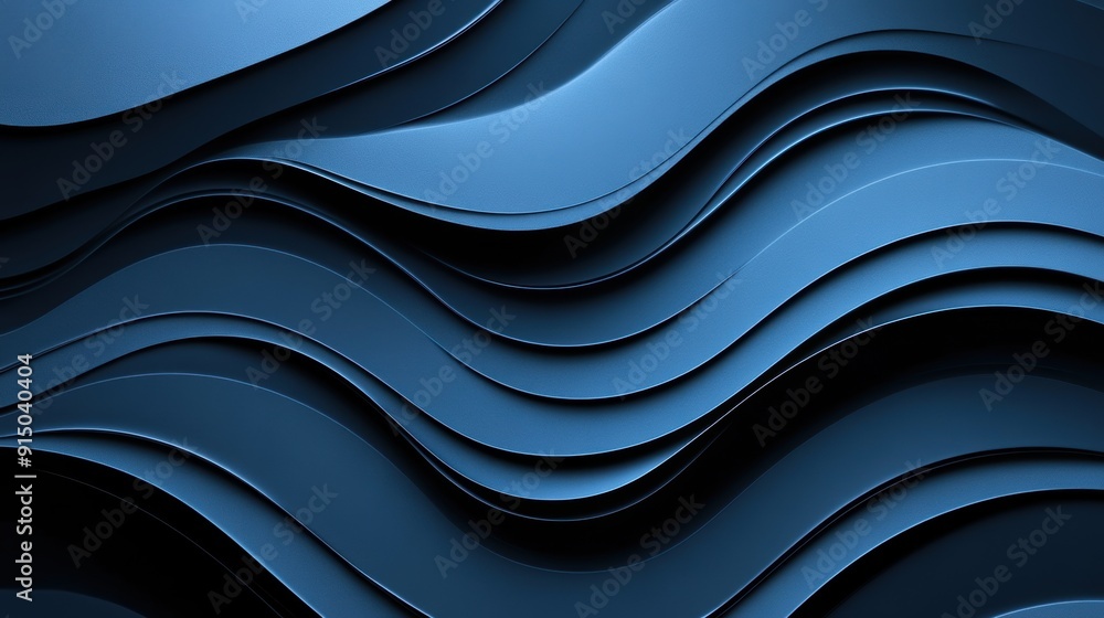 Poster stunning abstract blue waves create a visual depth in this modern design, perfect for backgrounds an