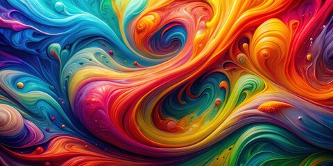 Abstract colorful swirls of vibrant paint creating mesmerizing patterns , swirls, vibrant, paint, colors