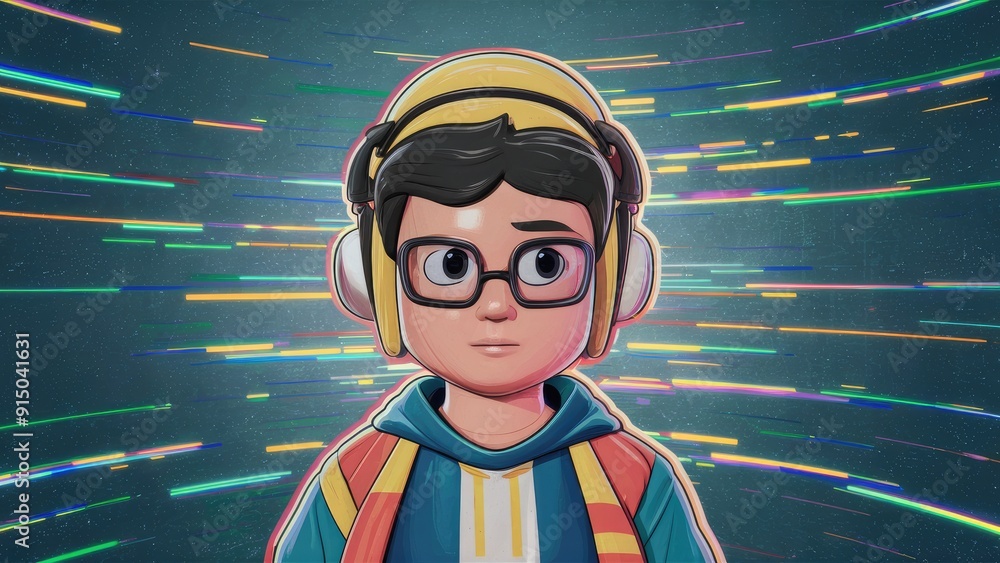Poster abstract lofi video background with horizontal scan lines and glitch effects