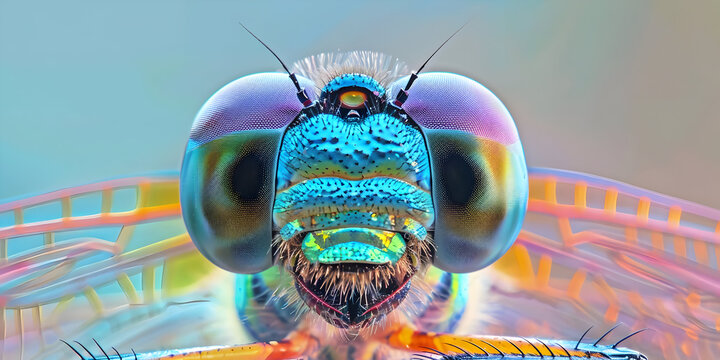 Macro Photography of a Dragonfly's Face