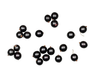 Currant berries isolated on a white background, top-down, flat lay, clipping path