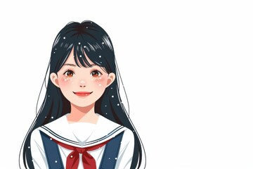 華やかな笑顔の女子高生のイラスト（高校生・中学生・若者・10代・卒業・入学・背景なし）	