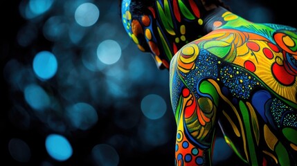 Vibrant Abstract Body Art: Colorful Designs on Skin