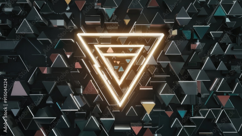 Poster vertical abstract black triangle background 3d rendering illustration
