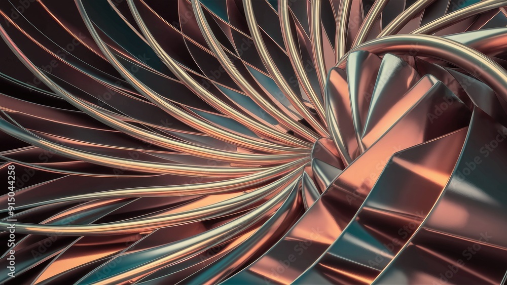Poster stylish abstract 3d rendering with bezier curves showcasing delicate rainbow metal lines highquality