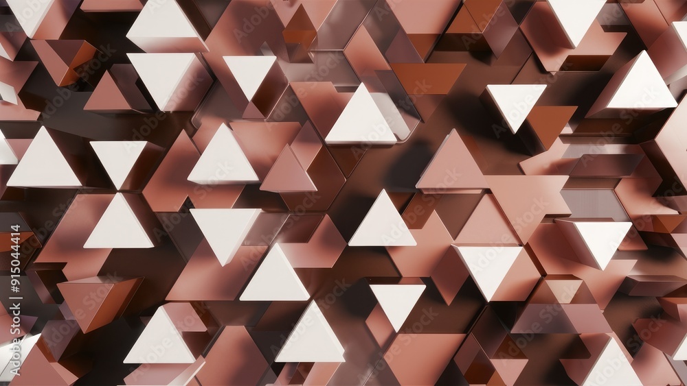 Poster seamless geometric pattern featuring abstract brown and white triangles