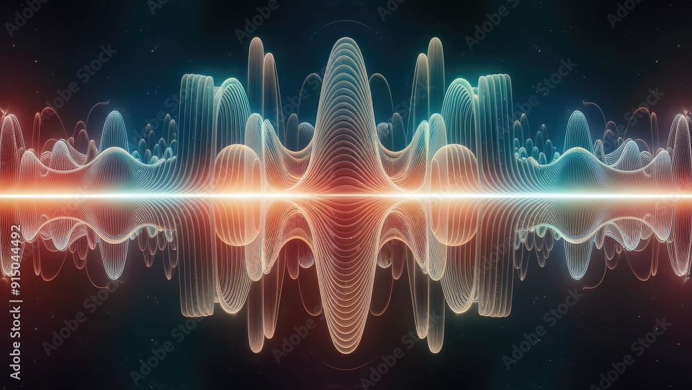 Poster artistic abstraction of oscillating frequency waves representing education research and modern scien