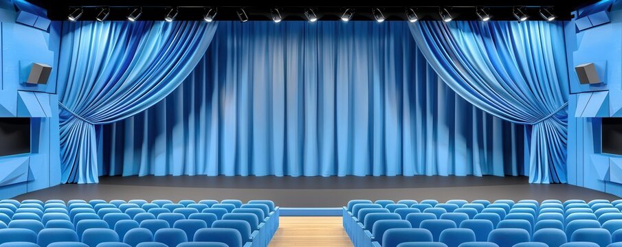 Performance flat design front view theater theme 3D render Split-complementary color scheme
