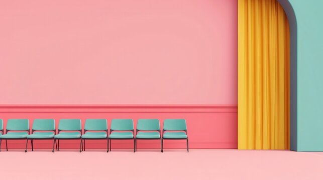Performance flat design side view rehearsal theme animation colored pastel