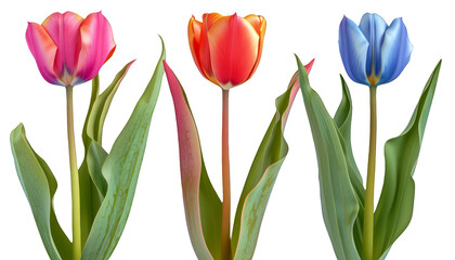 Naklejka premium A variety of colorful tulips, showcasing their vibrant hues and beautiful petals