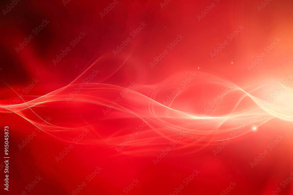 Poster an abstract background featuring flowing red waves and soft light, generating a dynamic and energeti