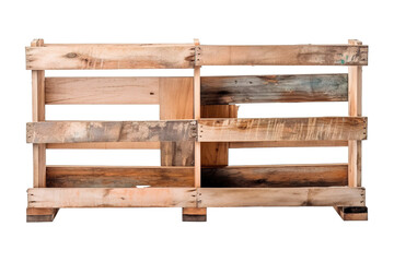 Wooden Crate Stacked Neatly in Bright Workshop During Late Afternoon Sunlight on Transparent PNG Background..
