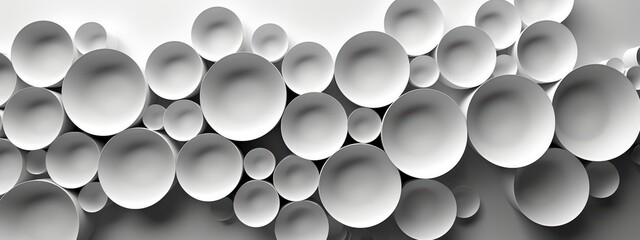 Abstract overlapping circles with light grey shadows on a white background.