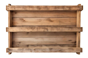Rustic Wooden Wall Shelf Displaying Natural Textures and Timeless Craftsmanship in a Cozy Room Setting on Transparent PNG Background..