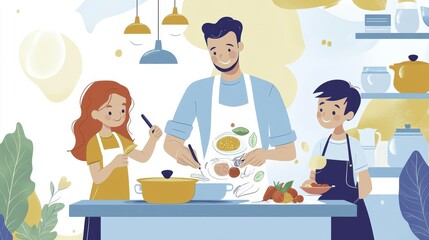 Fototapeta premium Family Cooking Together