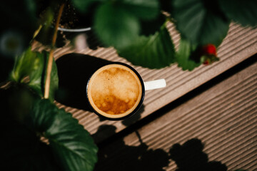 Cap of espresso coffee with foam