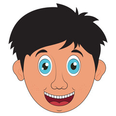 Clipart smiling face of a boy vector flat design isolated on white background