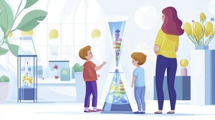 Family Visiting a Museum Exhibit